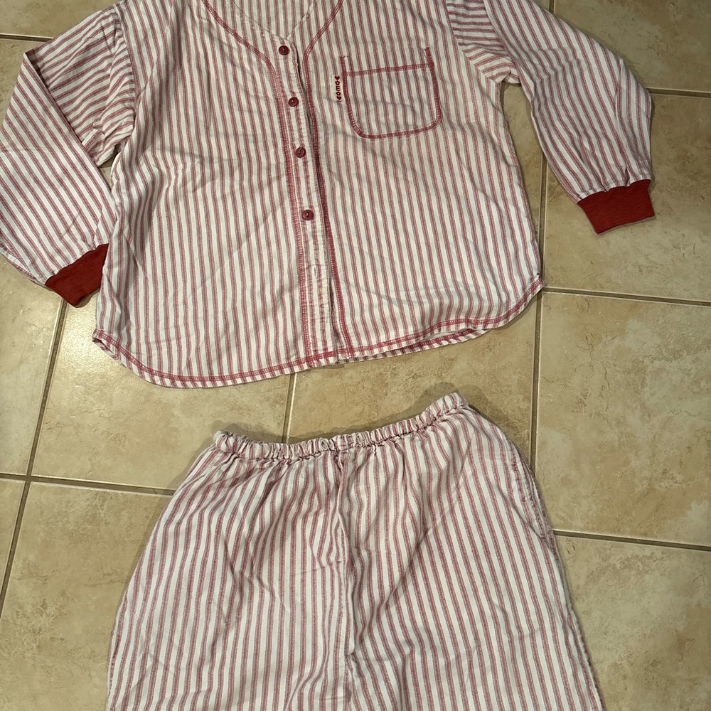 Cozy Striped Pajama Set with Red Accents
